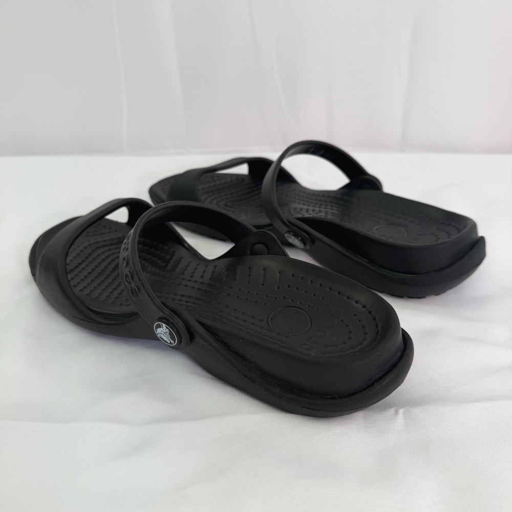 Crocs Cleo II Black Dual Strap Slide Sandals Womens Size 7 Water Friendly Shoes - Picture 6 of 16